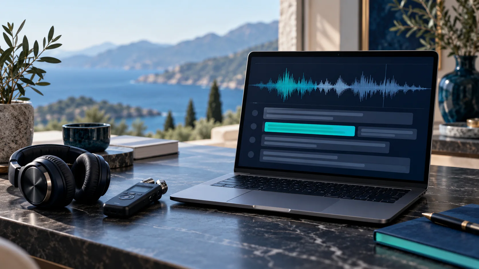 Grabación de audio y transcripción con inteligencia artificial con un fragmento señalado para comprobar su fidelidad